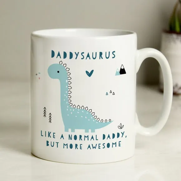 More Awesome Blue Dinosaur Personalised Mug - White, Ceramic product
