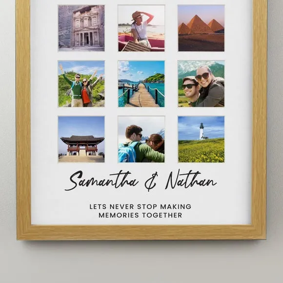 Multi Photo Frame 12-Aperture Personalised - Oak, Wood alternate view