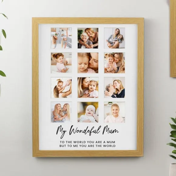 Multi Photo Frame 12-Aperture Personalised - Oak, Wood product