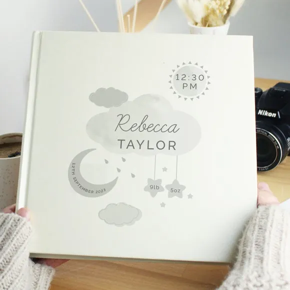 New Baby Moon and Stars Square Photo Album - White product