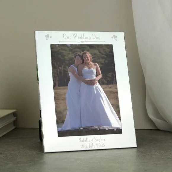 Our Wedding Day 5x7 Photo Frame - Silver, Aluminium alternate view