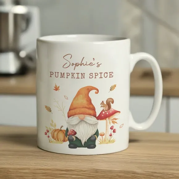 Personalised Autumn Gnome Mug - White, Ceramic product