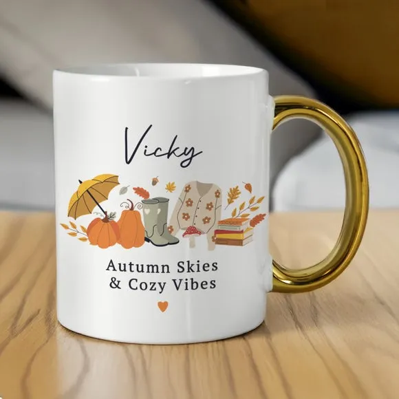 Personalised Autumn Handled Mug - Gold alternate view