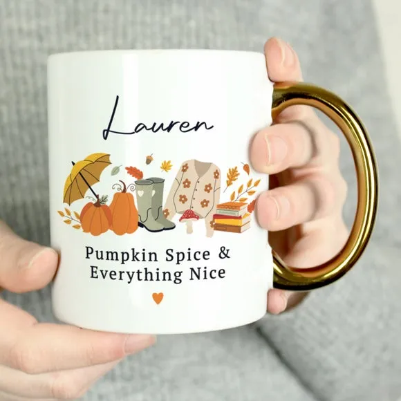 Personalised Autumn Handled Mug - Gold product