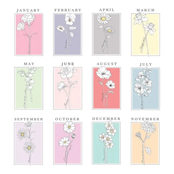 Personalised Birth Flower Poster Frame - Oak, Wood alternate view