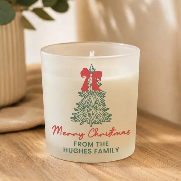 Personalised Christmas Tree Frosted Jar Candle - White alternate view