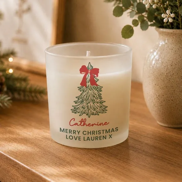 Personalised Christmas Tree Frosted Jar Candle - White product