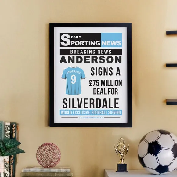 Personalised Football News Poster Frame - Black alternate view