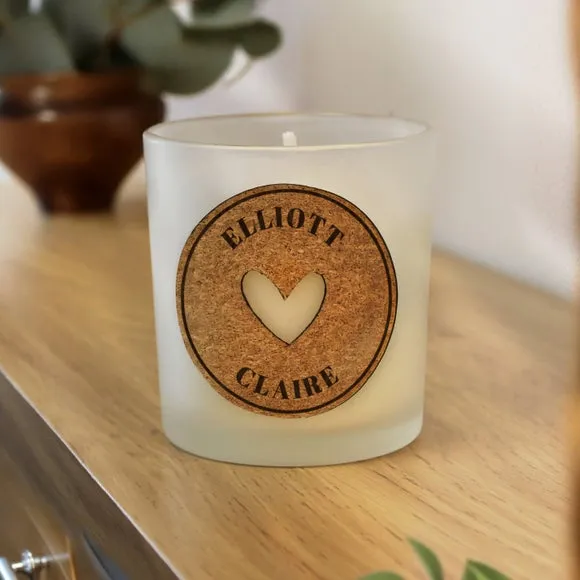 Personalised Heart Cork Label Candle Jar - Clear alternate view