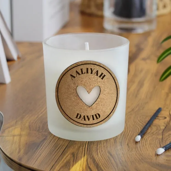 Personalised Heart Cork Label Candle Jar - Clear product
