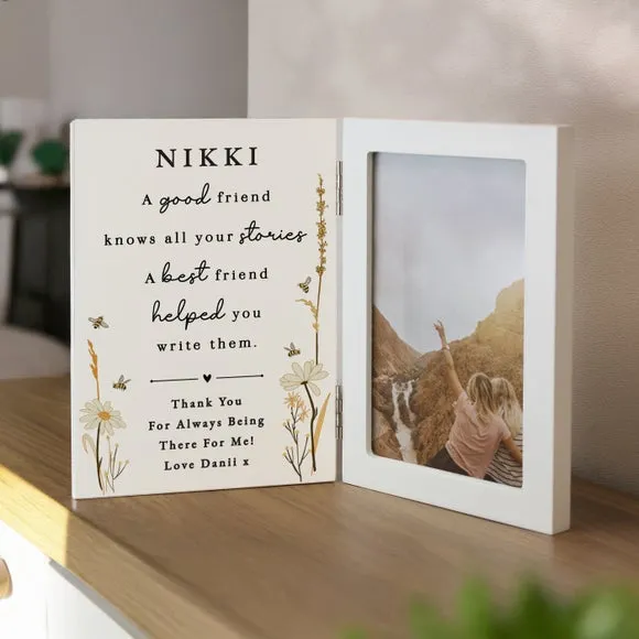 Personalised Hinged Photo Frame - Floral, Wood product