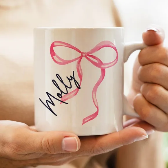 Personalised Memento Co. Bow Mug - White, Ceramic