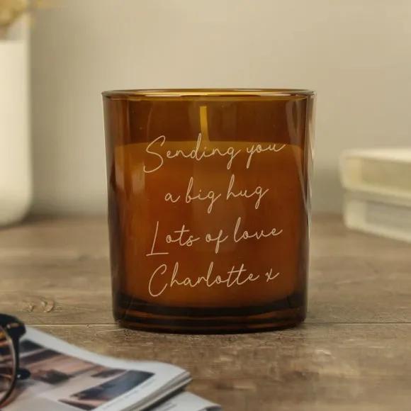 Personalised Memento Co. Engraved Glass Candle - Amber product