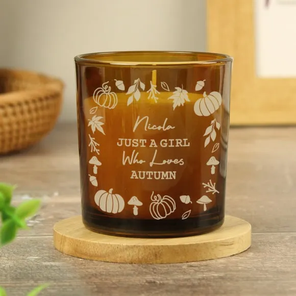 Personalised Memento Co. Pumpkin Border Glass Candle - Amber product