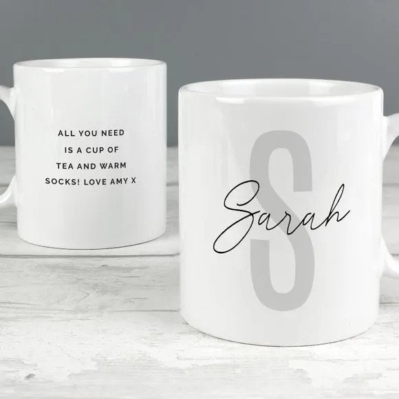 Personalised Name and Initial Mug - White, Ceramic alternate view