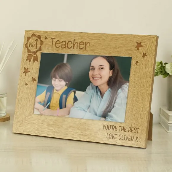 Personalised No.1 Wooden Photo Frame - Brown alternate view