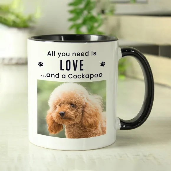 Personalised Pet Photo Black Handled Mug - White, Ceramic product