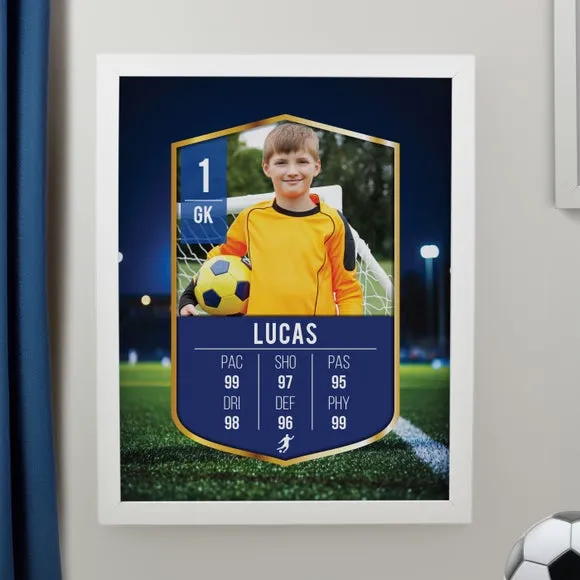 Personalised Photo Football Card Poster Frame - White alternate view