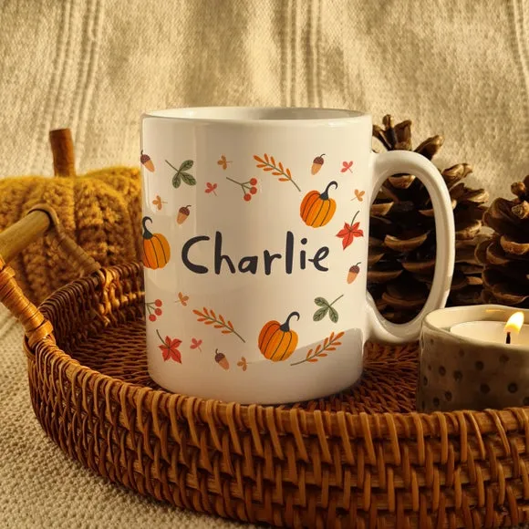Personalised Pumpkin Mug - White, Ceramic alternate view