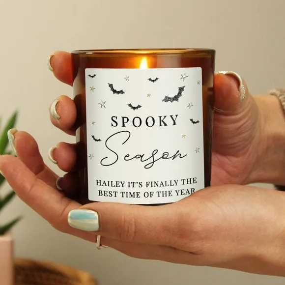 Personalised Spooky Season Glass Candle - Amber alternate view