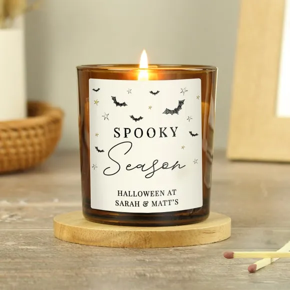 Personalised Spooky Season Glass Candle - Amber product