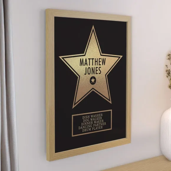 Personalised Star Award Poster Frame - Oak alternate view