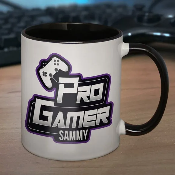 Pro Gamer Black Handled Personalised Mug - White, Ceramic product