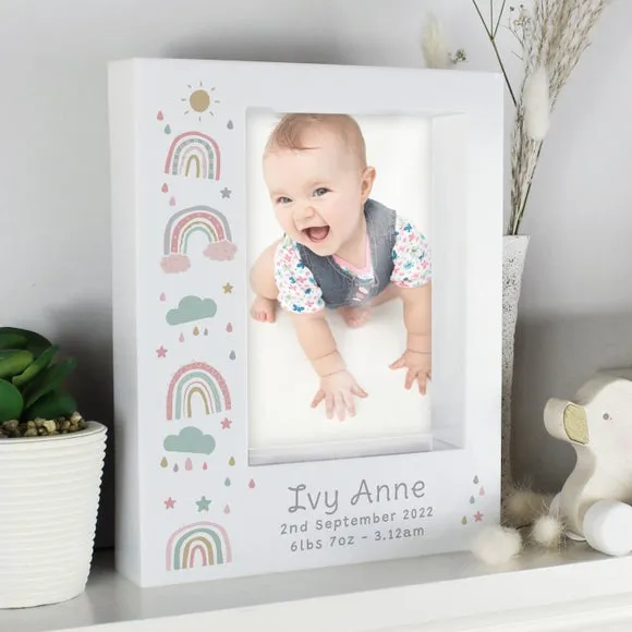 Rainbow Portrait Box Photo Frame - White, Plastic alternate view