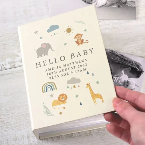 Safari Animals Personalised Photo Album with Sleeves - White alternate view
