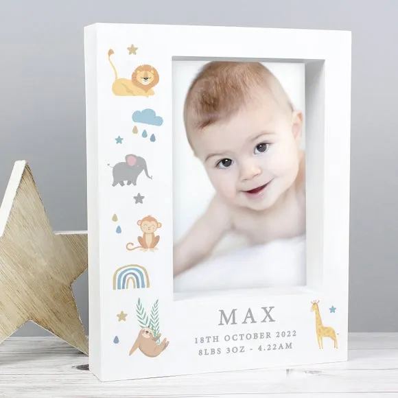 Safari Animals Portrait Box Photo Frame - White, Plastic product