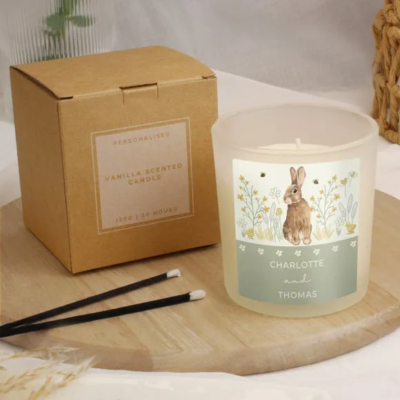 Spring Bunny Personalised Vanilla Scented Candle - Clear alternate view
