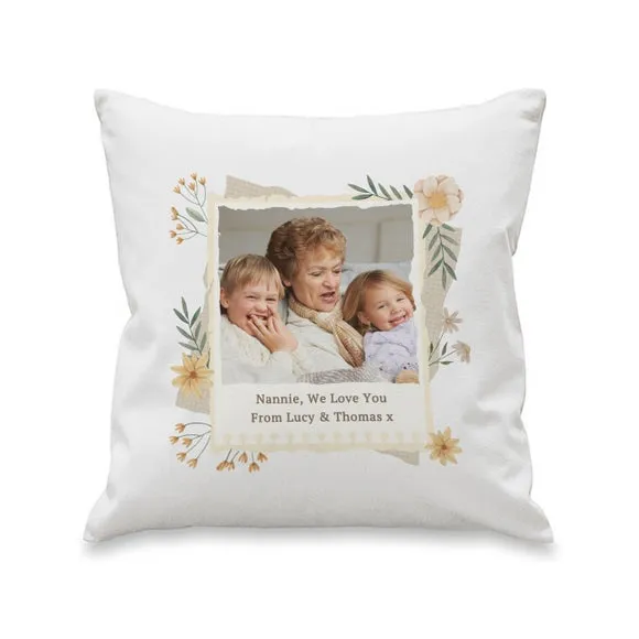 Square Cushion with Photo Upload - White, Polyester alternate view
