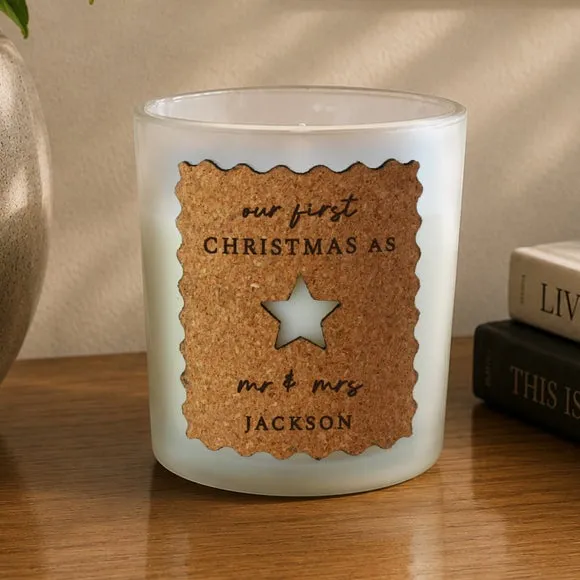 Star Cork Label Vanilla Jar Candle - White, Glass alternate view