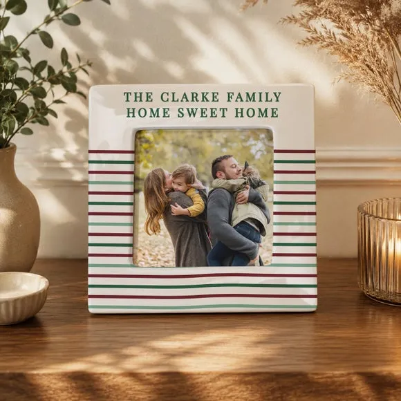 Striped Ceramic Square Photo Frame - Multicolor product