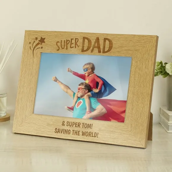 Super Dad Personalised Wooden Photo Frame - White alternate view