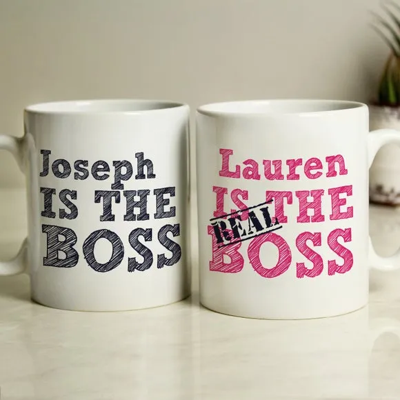 The Real Boss Set of 2 Mugs - White, Ceramic product