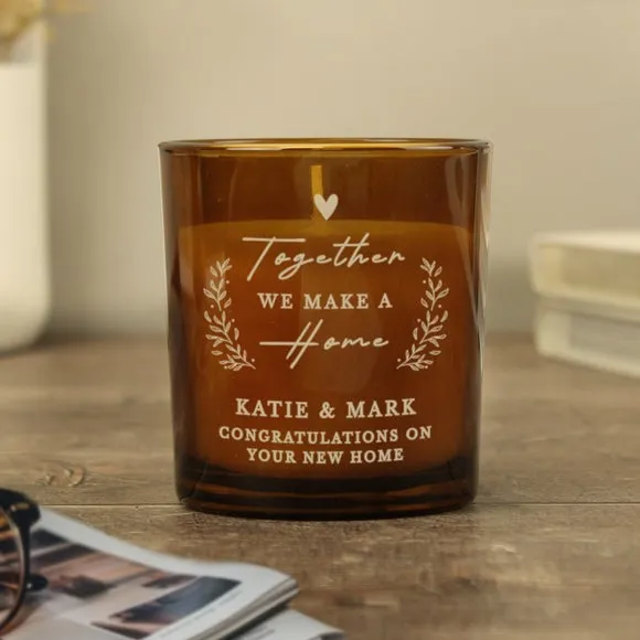 Together We Make a Home Personalised Glass Candle - Amber alternate view