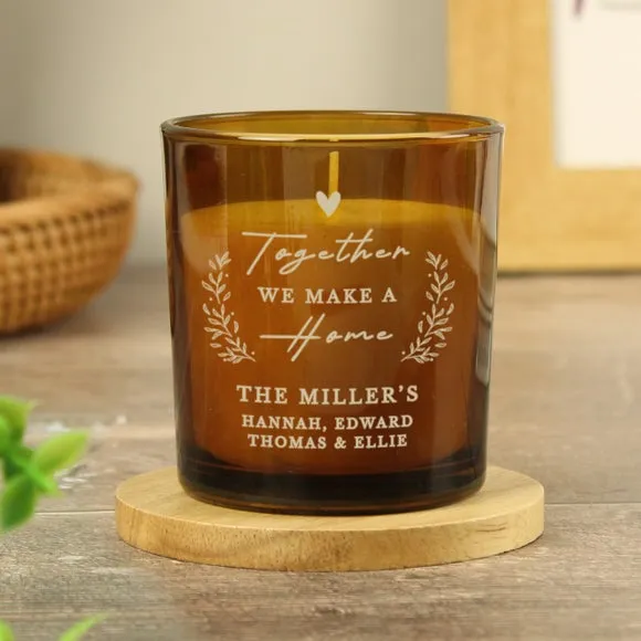 Together We Make a Home Personalised Glass Candle - Amber product