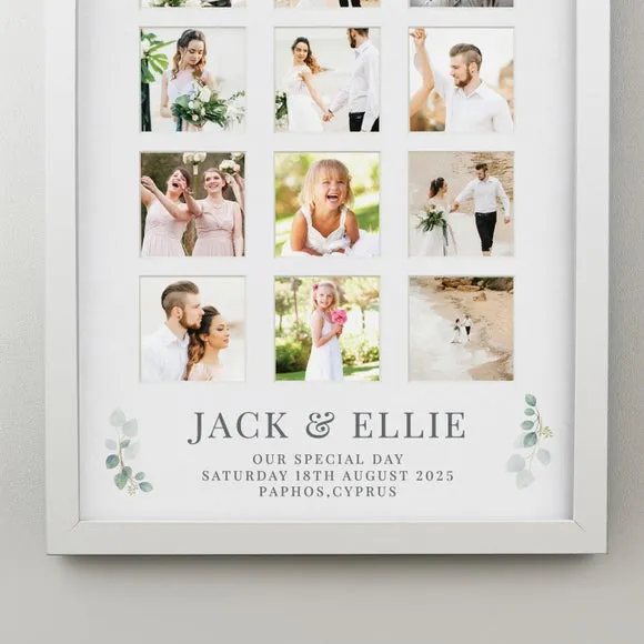 Wedding Multi Photo Frame Personalised - White, Wood alternate view