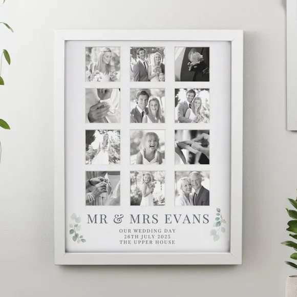 Wedding Multi Photo Frame Personalised - White, Wood product