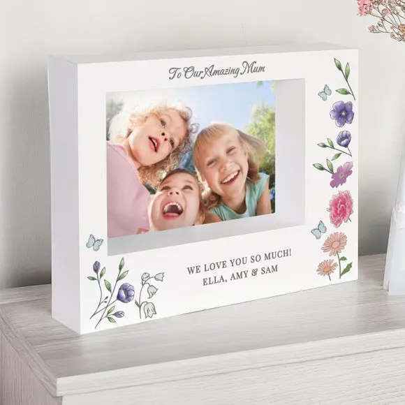 Wildflower Box Photo Frame Personalised - White product