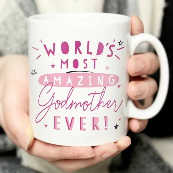 World's Most Amazing Godmother Personalised Mug - White, Ceramic product