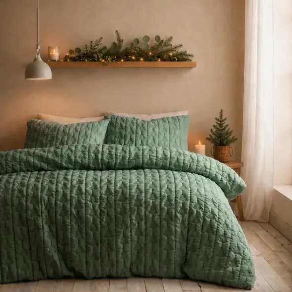 Pinsonic Pine Tree Duvet Cover & Pillowcase Set - Green product
