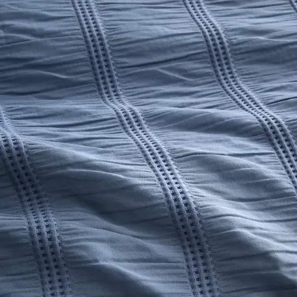 Waffle Seersucker Duvet Cover & Pillowcase Set - Blue alternate view