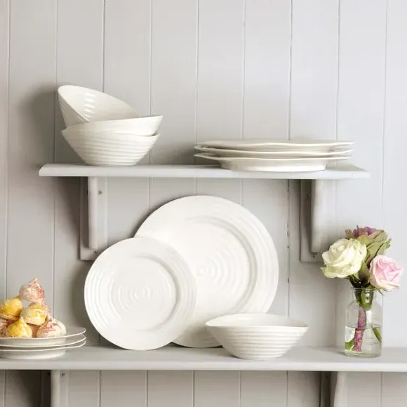 12 Piece Dinner Set with Ripple Texture - White alternate view