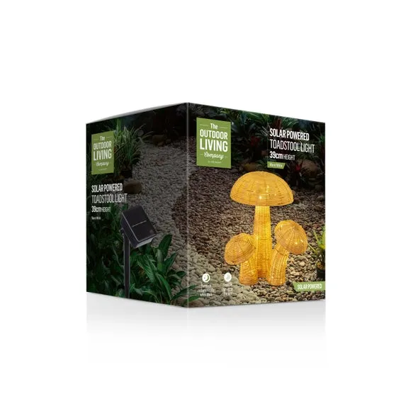 Rattan Look Toadstool Solar Garden Light - Brown alternate view