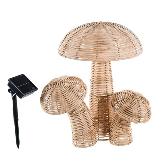 Rattan Look Toadstool Solar Garden Light - Brown product