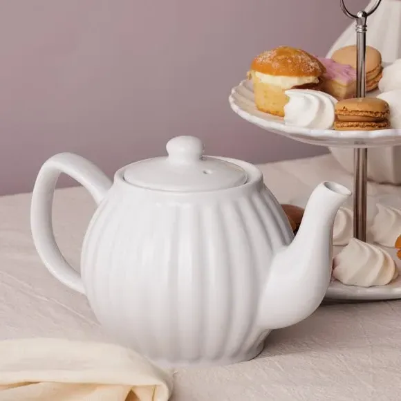 Luxe Betty Shape Teapot - White, Stoneware product