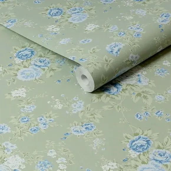 Wild Flower Wallpaper - Sage Green alternate view