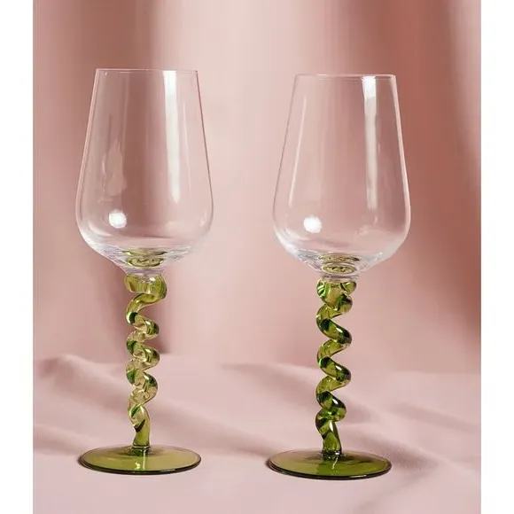 Set of 2 Wiggle Stem Wine Glasses - Clear alternate view